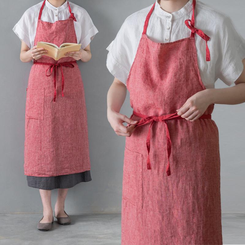 Manon マノン エプロン カメリア 赤系 リネン 麻 無地 おしゃれ メンズ レディース 北欧 輸入 シンプル かわいい A359 リーノエリーナ | Lino e Lina | 11