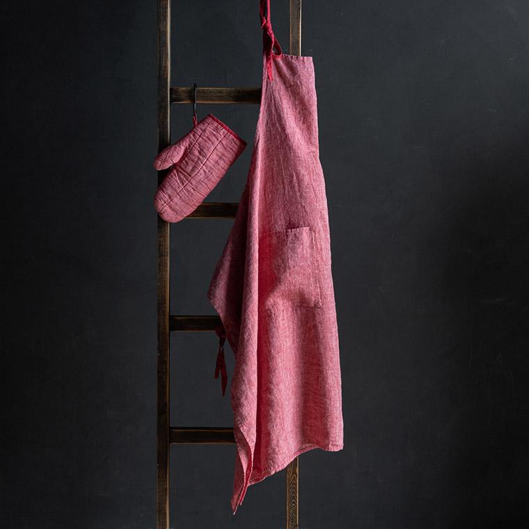 Manon マノン エプロン カメリア 赤系 リネン 麻 無地 おしゃれ メンズ レディース 北欧 輸入 シンプル かわいい A359 リーノエリーナ | Lino e Lina | 13