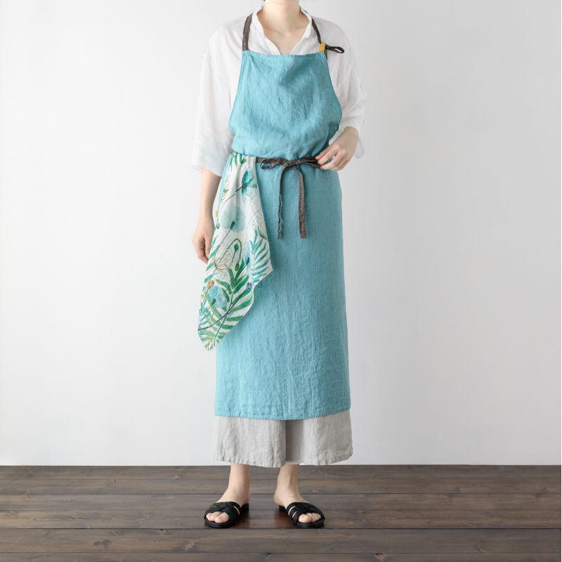 Manon マノン エプロン セレステ 水色 リネン 麻 無地 おしゃれ メンズ レディース 北欧 輸入 シンプル かわいい A404 リーノエリーナ | Lino e Lina | 12