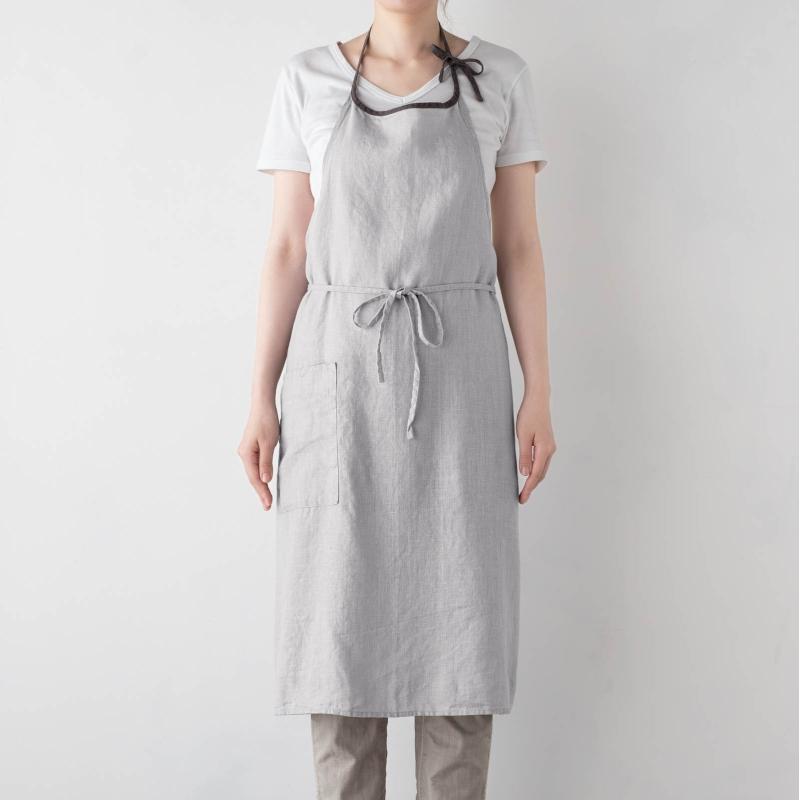 リーノエリーナ「ミラ」 リネンエプロン　グレー Lino e Lina 爆買 新色 Mila ミラ フルエプロン ソフトグレイ