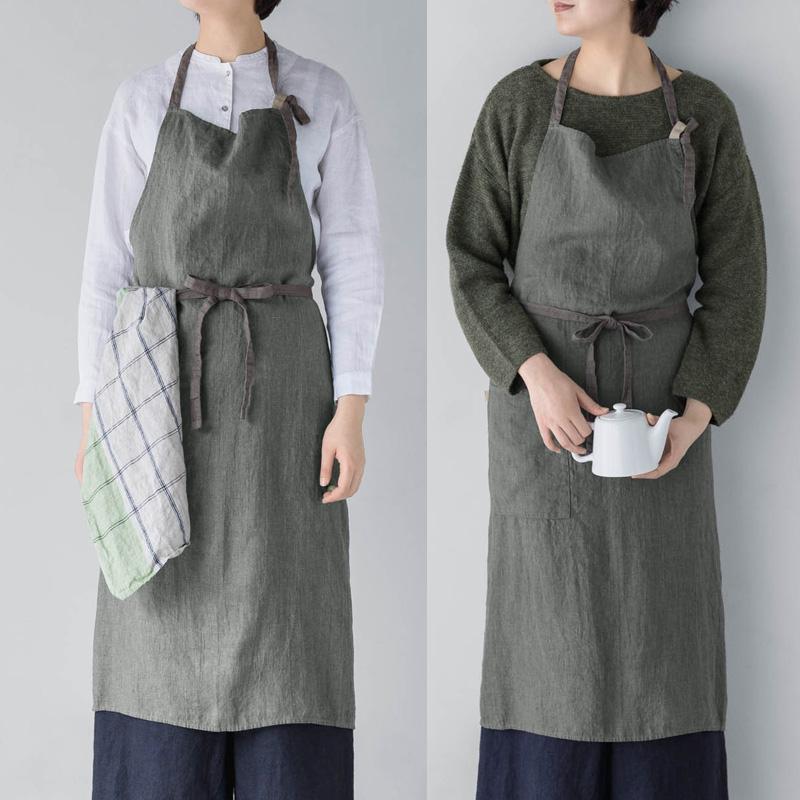 Manon マノン フルエプロン ファーングレイ W100xL100 リネン A444 lino e lina リーノエリーナ | Lino e Lina | 16