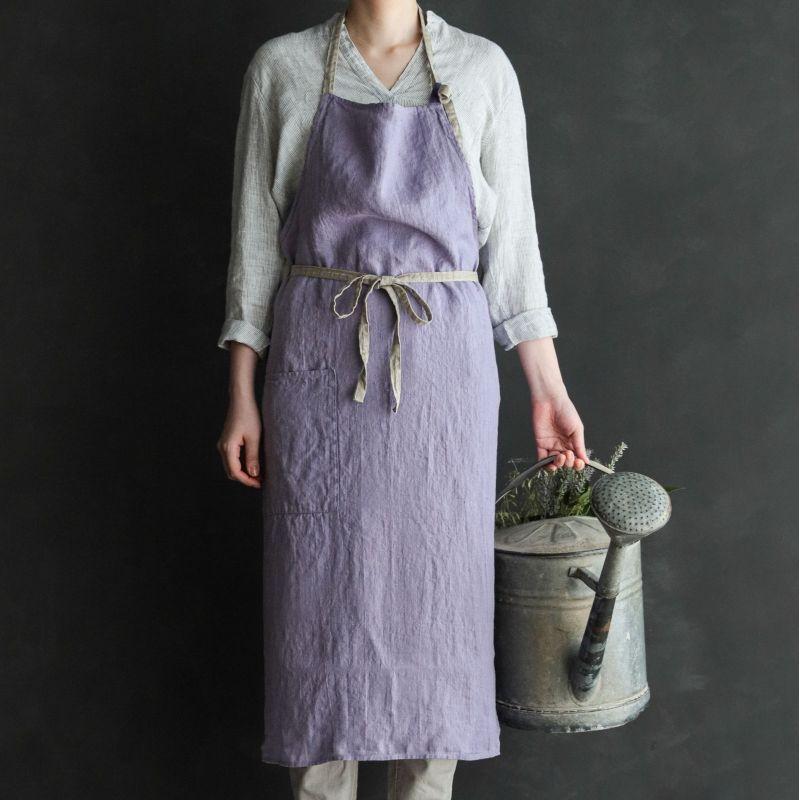 Manon マノン エプロン オールドライラック 薄紫 リネン 麻 無地 おしゃれ レディース 北欧 輸入 シンプル かわいい A581 リーノエリーナ | Lino e Lina | 12