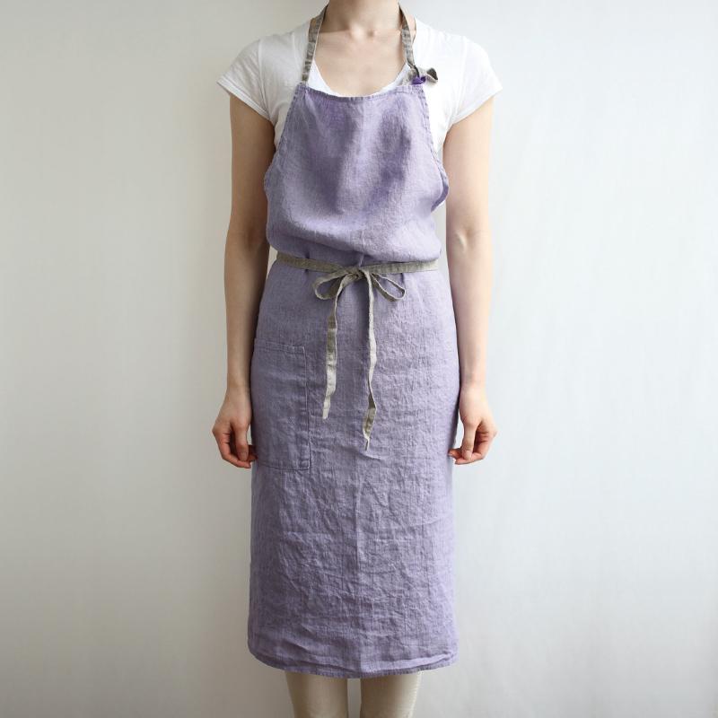 Manon マノン エプロン オールドライラック 薄紫 リネン 麻 無地 おしゃれ レディース 北欧 輸入 シンプル かわいい A581 リーノエリーナ | Lino e Lina | 13