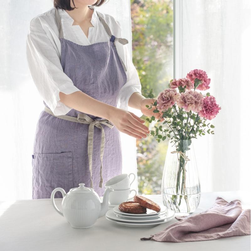 Manon マノン エプロン オールドライラック 薄紫 リネン 麻 無地 おしゃれ レディース 北欧 輸入 シンプル かわいい A581 リーノエリーナ | Lino e Lina | 14