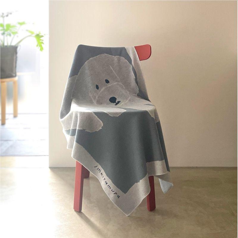 ブランケット ひざ掛け 120x80 ニット 北村人 白いいぬ 犬柄 ブランケット ひざ掛け 120x80 ニット 北村人 白いいぬ 犬柄