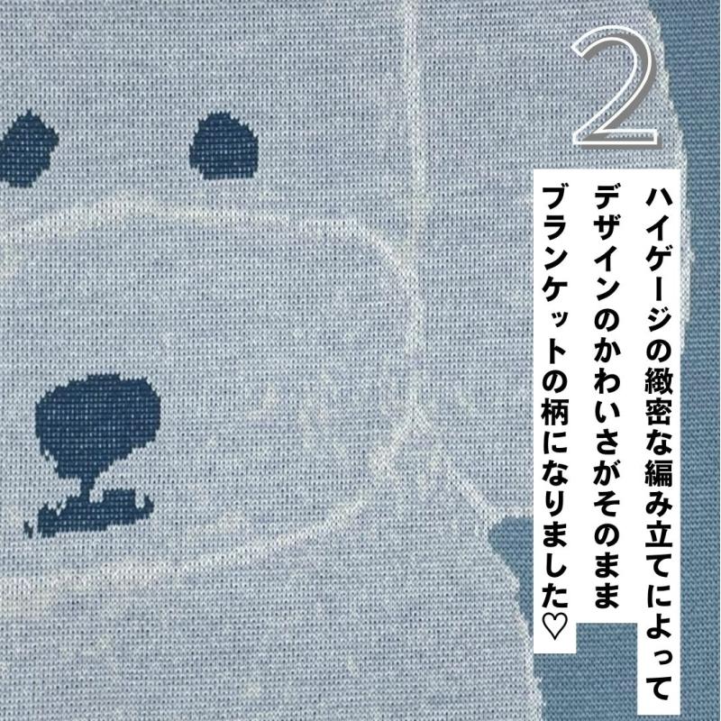 ブランケット ひざ掛け 120x80 ニット 北村人 白いいぬ 犬柄 グレー