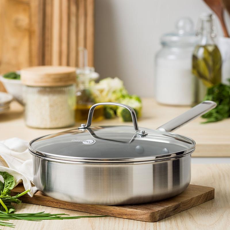 GREEN PAN（グリーンパン） 深型フライパン 24cm ガラス蓋付き APEX IH