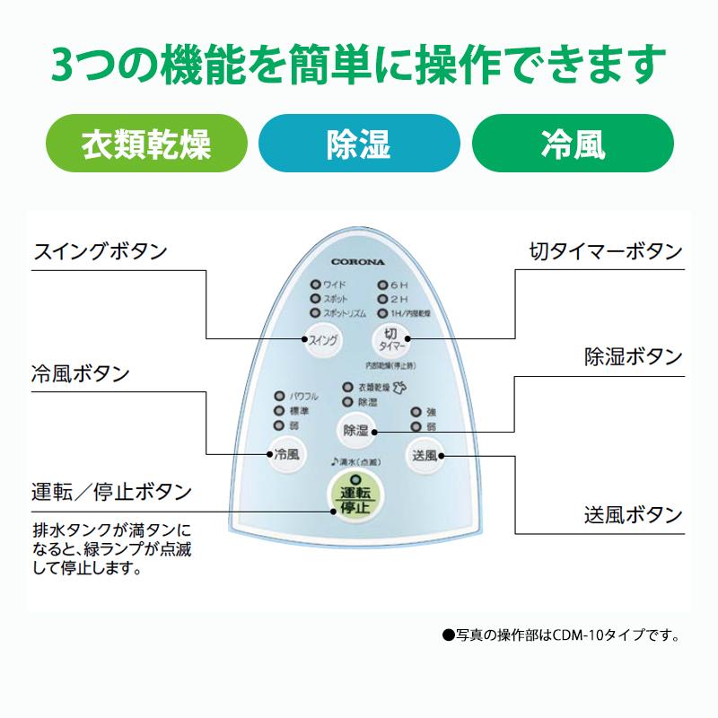 CORONA（コロナ） 冷風・衣類乾燥 除湿機 クールホワイト (布製排熱