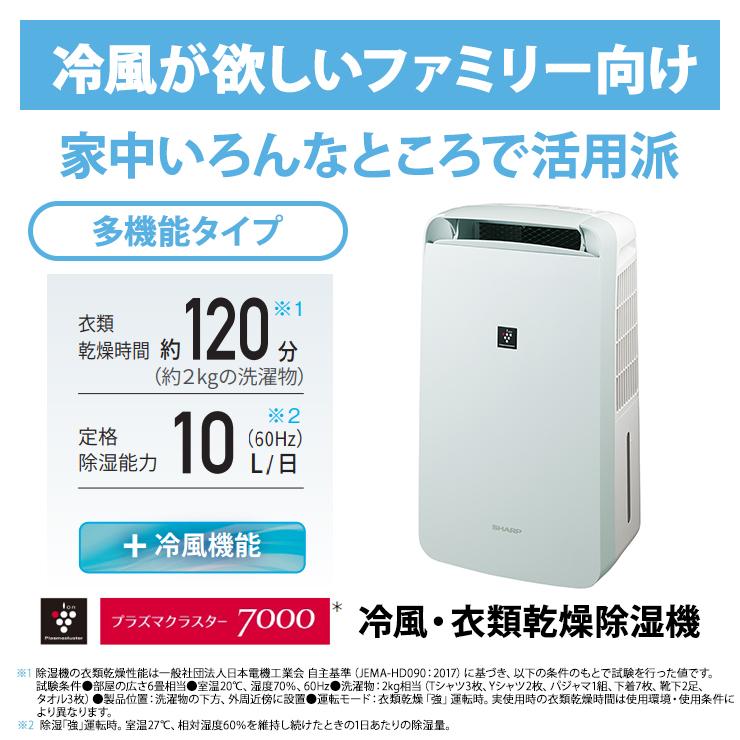 SHARP コンプレッサー方式 冷風・衣類乾燥除湿機 コンパクト SHARP コンプレッサー方式 冷風・衣類乾燥除湿機 コンパクト