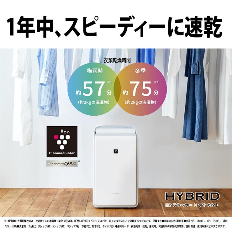 ハイブリッド方式 衣類乾燥除湿機 年中速乾タイプ プラズマクラスター 