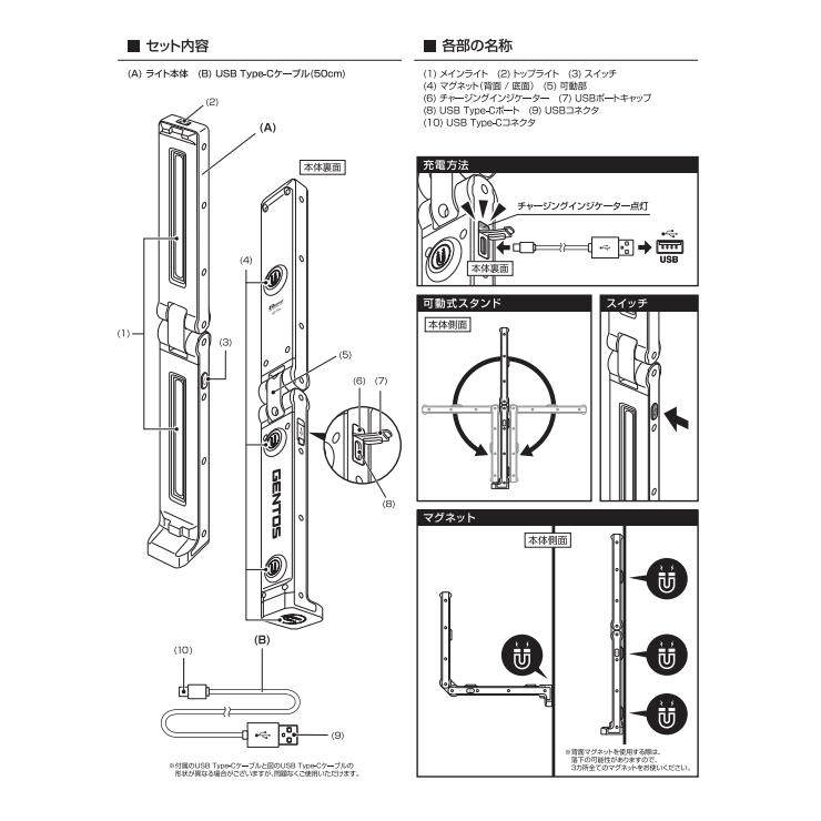 Ganz バータイプ ワークライト GENTOS ハイパワーバーライト 800lm GZ