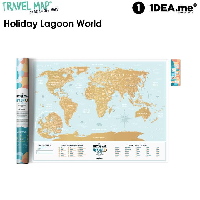 1DEA.me Travel Map Holiday Lagoon World 世界地図 海 ビーチ ポスター スクラッチ インテリア マップ IDEA004 ※スクラッチャーは付属していません | ブランド登録なし
