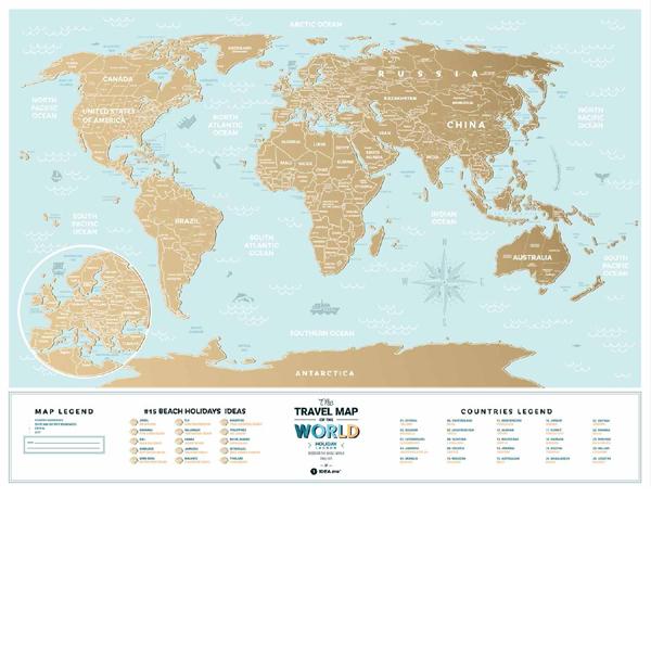 1DEA.me Travel Map Holiday Lagoon World 世界地図 海 ビーチ ポスター スクラッチ インテリア マップ IDEA004 ※スクラッチャーは付属していません | ブランド登録なし | 17
