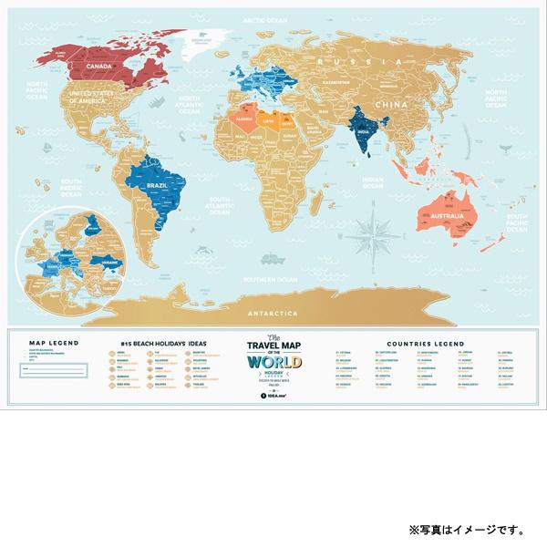 1DEA.me Travel Map Holiday Lagoon World 世界地図 海 ビーチ ポスター スクラッチ インテリア マップ IDEA004 ※スクラッチャーは付属していません | ブランド登録なし | 09