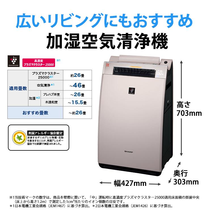加湿空気清浄機 プラズマクラスター搭載 26畳 ゴールド系 KI-FX100-N 