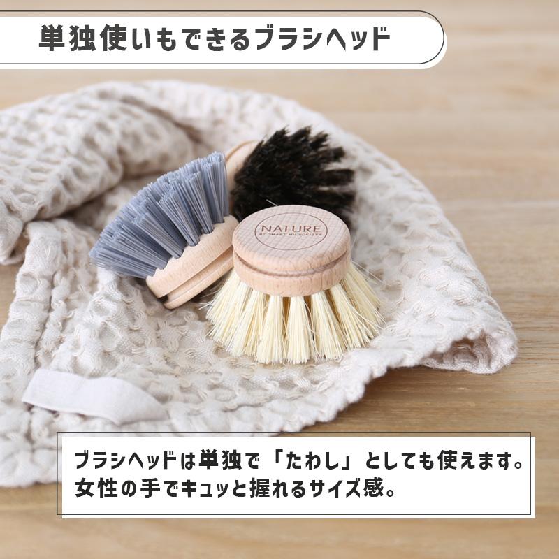 smart 柄付きキッチンブラシ 交換ブラシ3種セット GY グレー