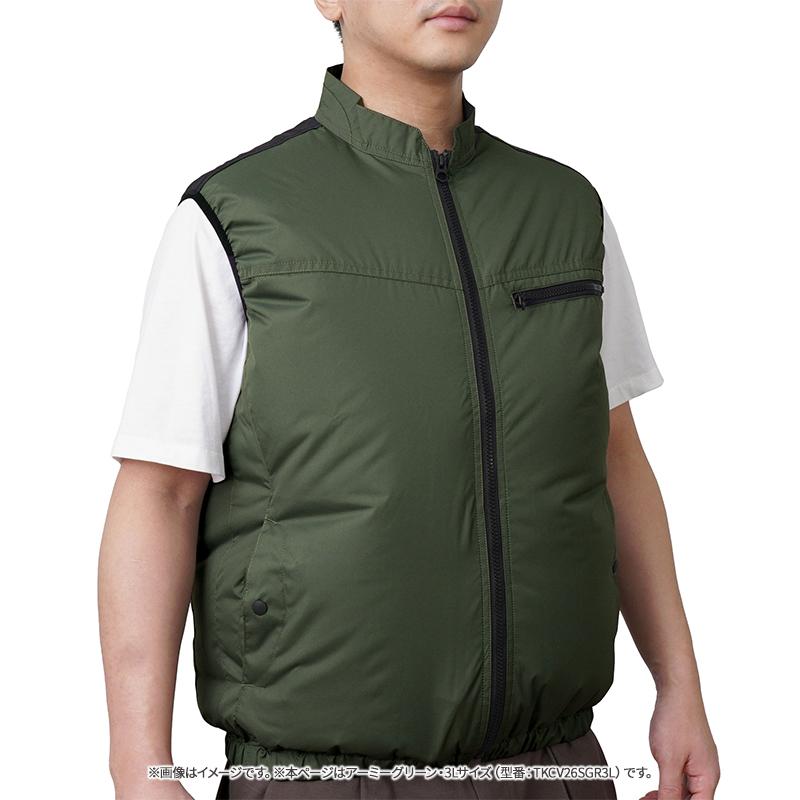 THANKO 冷蔵服2026 ベスト アーミーグリーン 3L 空調作業服 ペルチェ