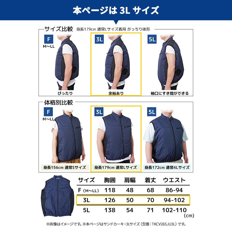 THANKO 冷蔵服2026 ベスト サンドカーキ 3L 空調作業服 ペルチェ