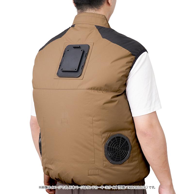 THANKO 冷蔵服2026 ベスト サンドカーキ 3L 空調作業服 ペルチェ
