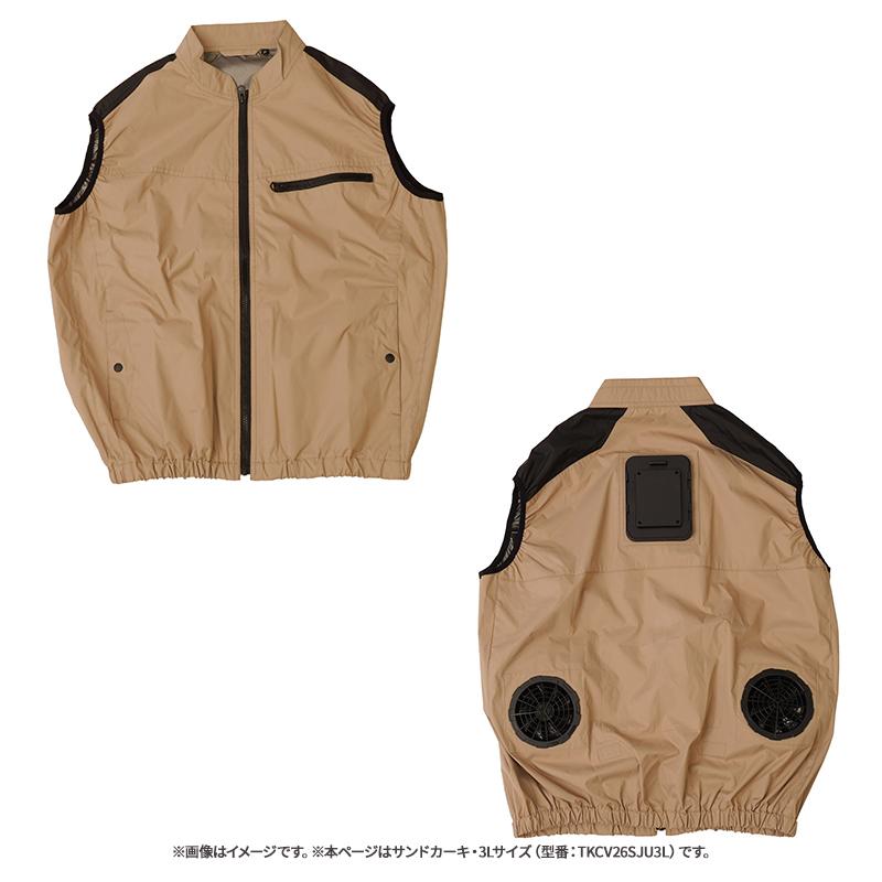 THANKO 冷蔵服2026 ベスト サンドカーキ 3L 空調作業服 ペルチェ