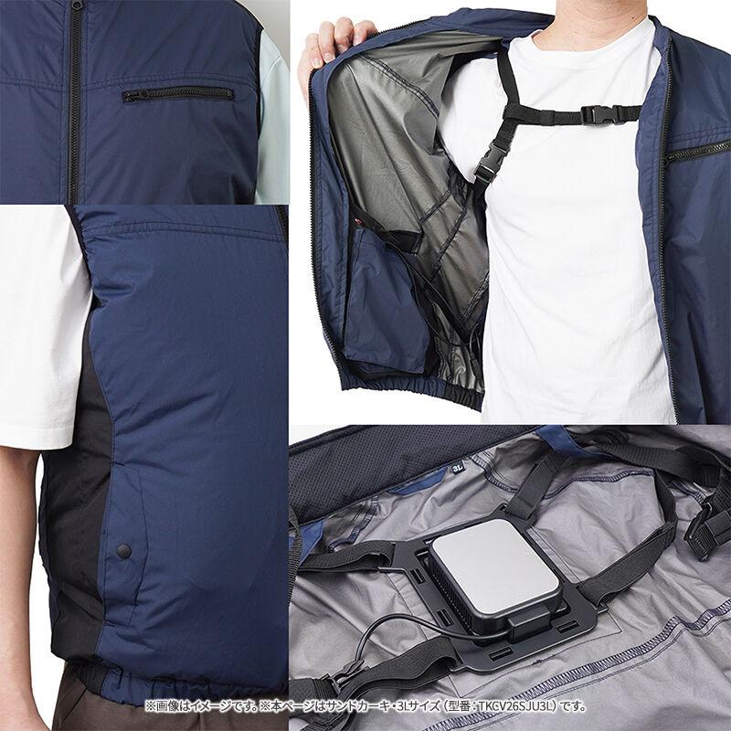 THANKO 冷蔵服2026 ベスト サンドカーキ 3L 空調作業服 ペルチェ