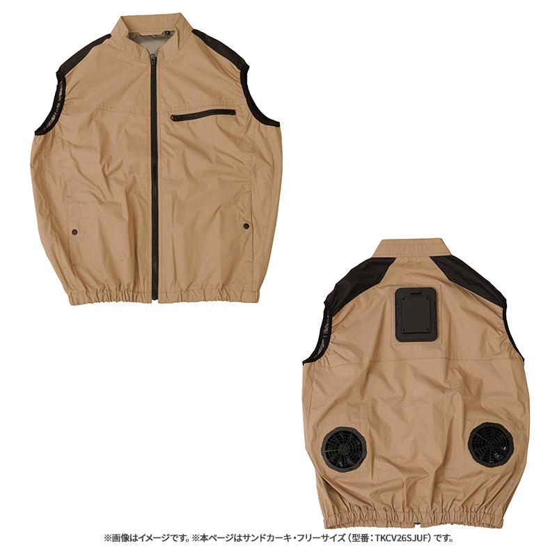 THANKO 冷蔵服2026 ベスト サンドカーキ フリー 空調作業服 ペルチェ