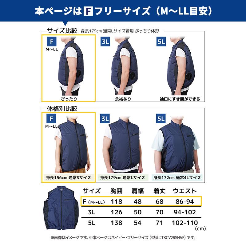 THANKO 冷蔵服2026 ベスト ネイビー フリー 空調作業服 ペルチェ