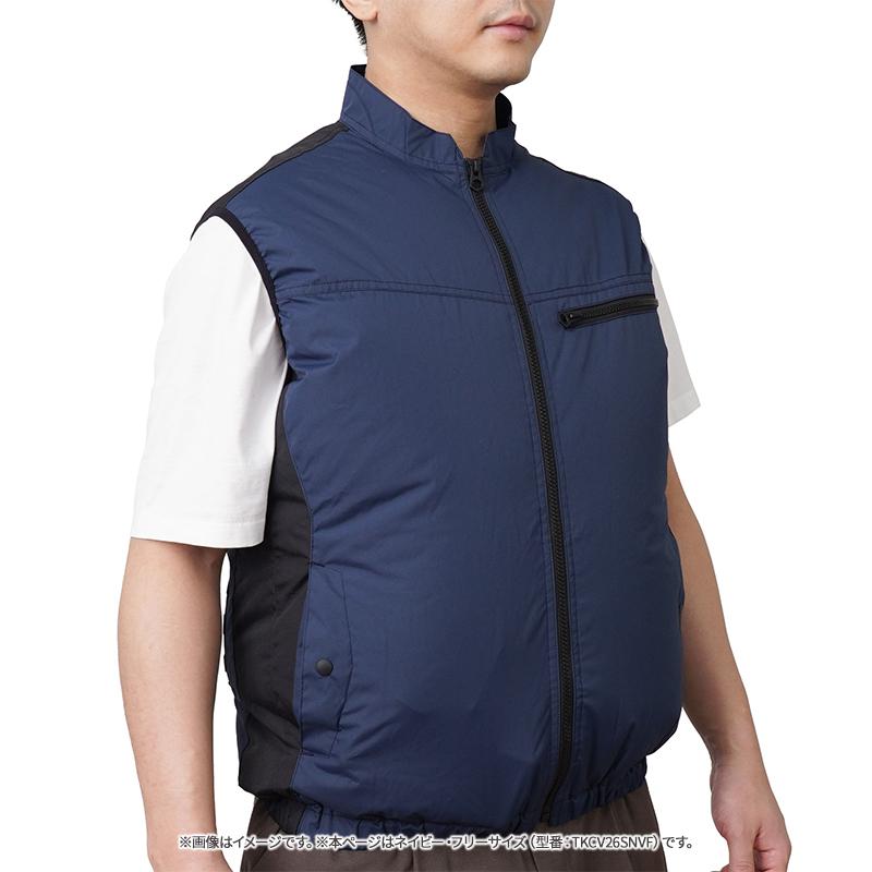 THANKO 冷蔵服2026 ベスト ネイビー フリー 空調作業服 ペルチェ