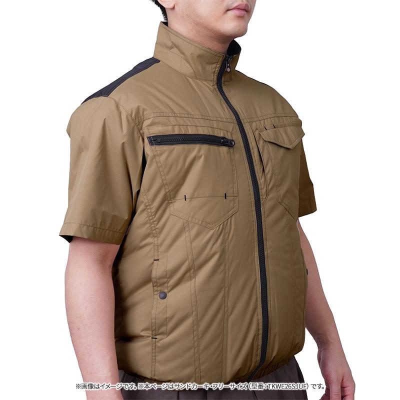 THANKO 冷蔵服2026 半袖 サンドカーキ フリー 空調作業服 ペルチェ
