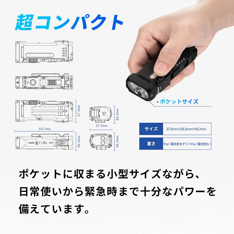 WUBEN（ウーベン） LEDライト 充電式 強力 明るい 小型 ガンメタ 1500