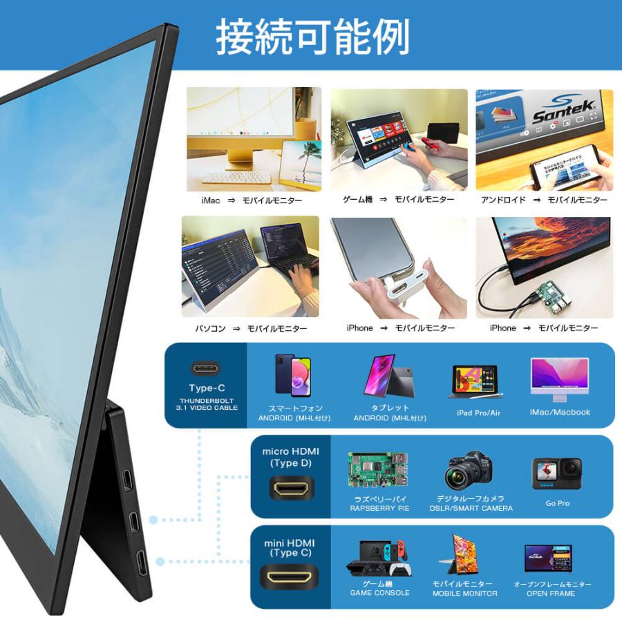 爆買 モバイルモニター 15.6インチ【ブラック】フルHD 1920×1080 IPS 