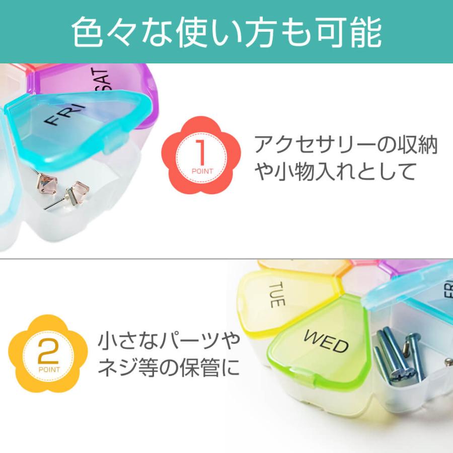 ピルケース 1週間 1日1回 大容量 服薬 管理 持ち運び カラフル 曜日 薬