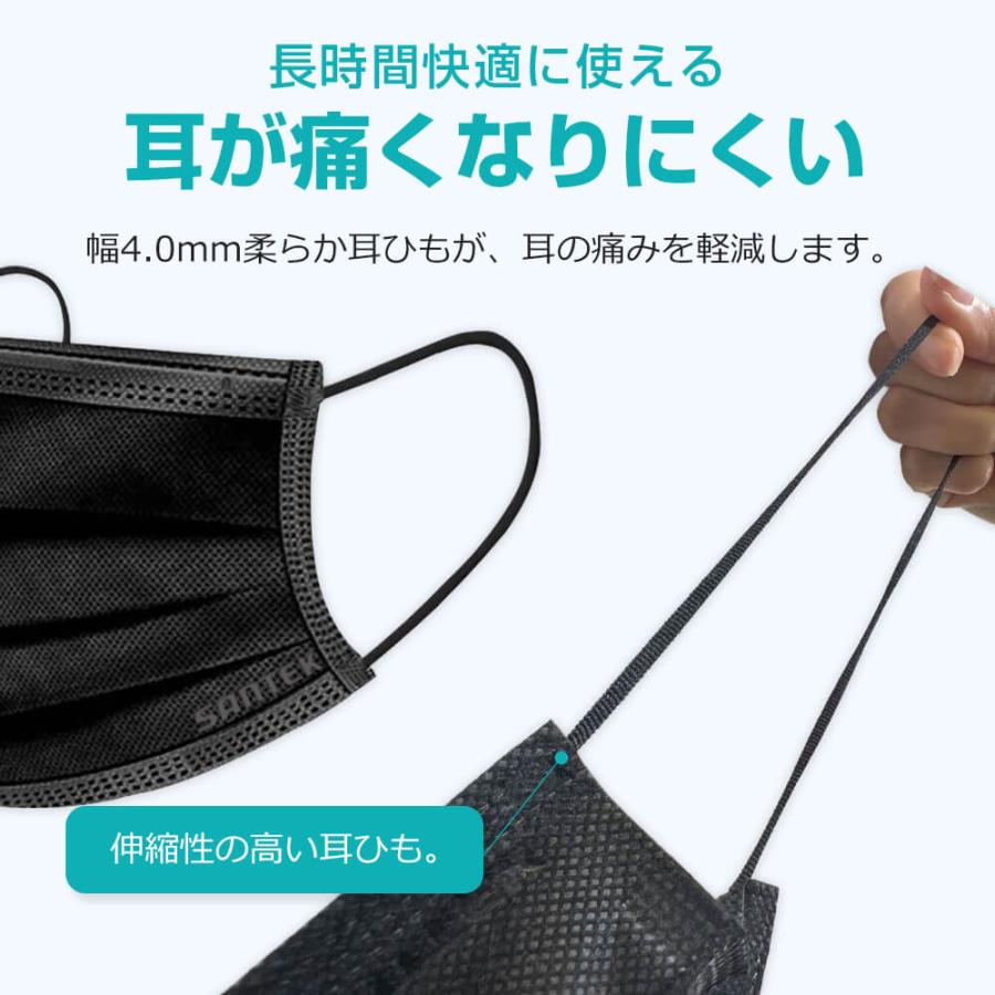 爆買 不織布マスク 黒 Lサイズ 60枚 大きめ UPF50+ 紫外線遮光率99.9