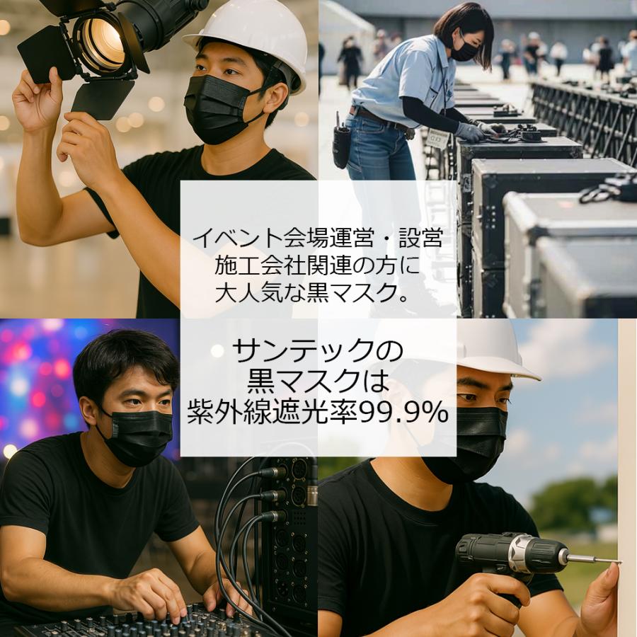 爆買 不織布マスク 黒 Lサイズ 60枚 大きめ UPF50+ 紫外線遮光率99.9