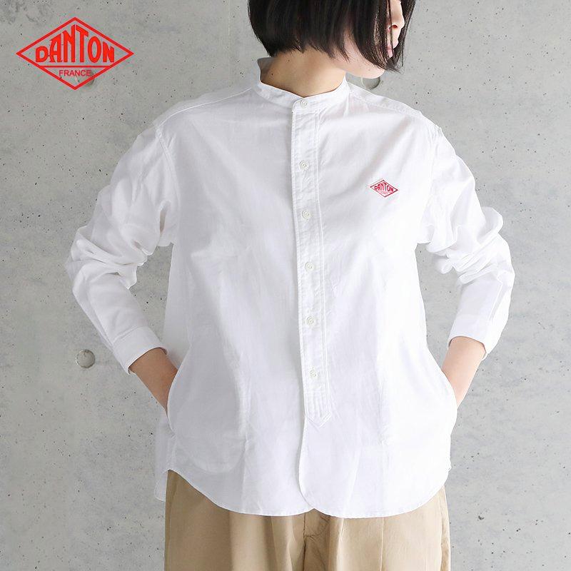 38 割引ホワイト オイスター ブルー 34サイズ 36サイズ 38サイズ最終値下げ 22春夏 ダントン Danton 長袖バンドカラー ポケット付きシャツ Jd 3606yox 無地 ホワイト 白 スタンドカラー 22ss シャツ ブラウス レディースファッション ファッションホワイト