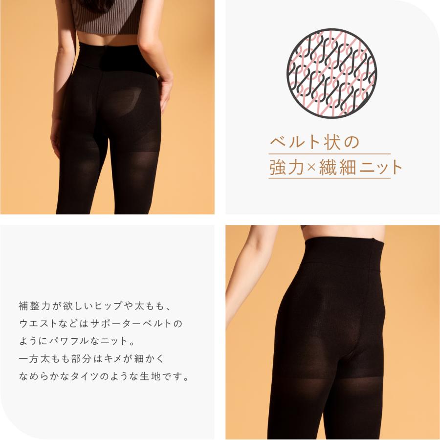 補正下着 ヒップアップ着圧タイツ 85D M-L ブラック 2セット d