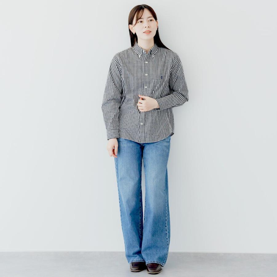 GYMPHLEX 2025秋冬 シャツ レディース 長袖 ギンガム ストライプ