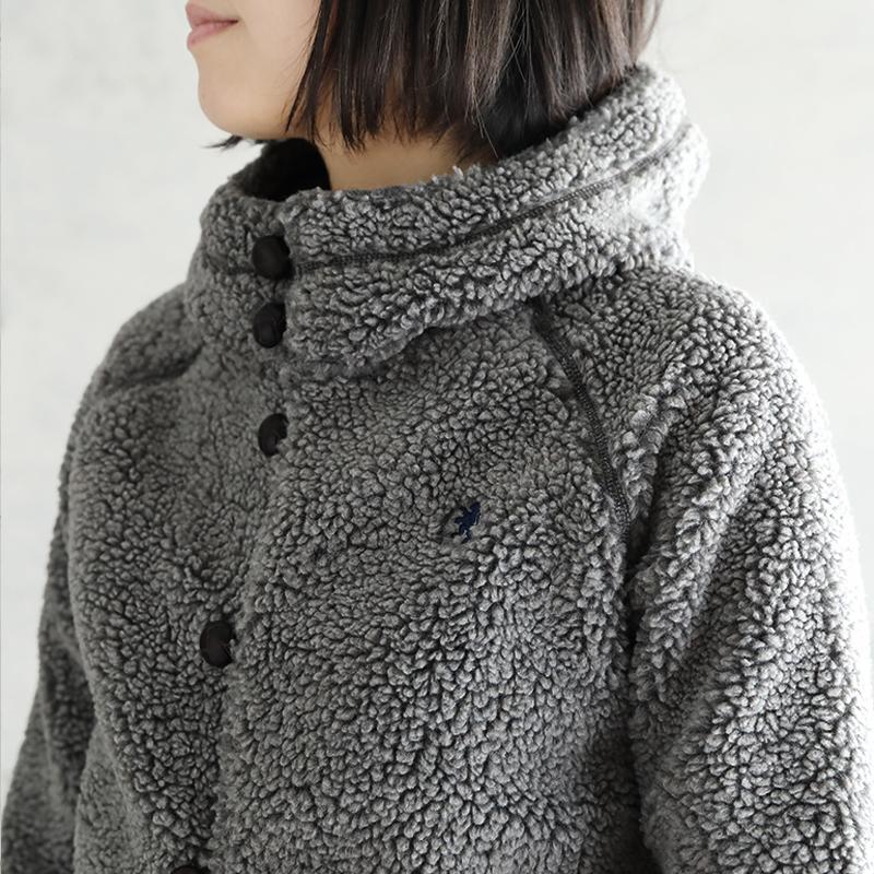 GYMPHLEX ジャケット ボア パーカー レディース くるみボタン フード