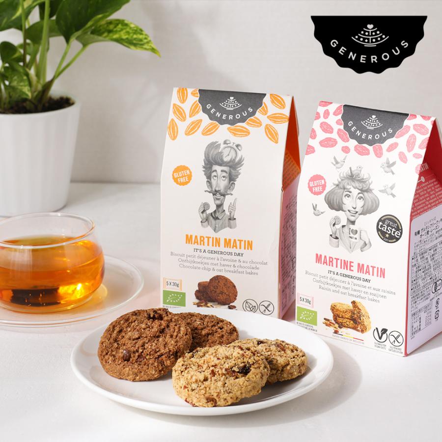 Generous ジェネラス 有機グルテンフリークッキー オーツ麦 レーズン オーツ麦 チョコチップ 30g 5袋入り サンテラボ 通販 Paypayモール