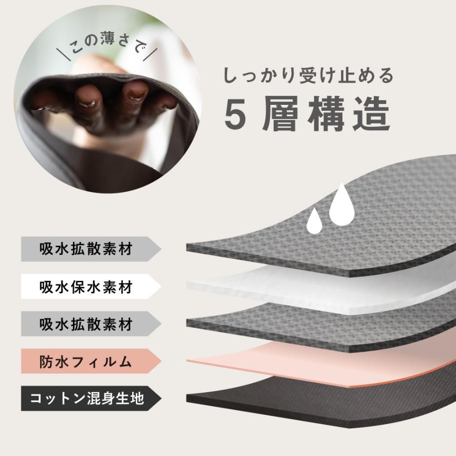 吸水ショーツ シームレス レディース ジュニア 生理用ショーツ サニタリーショーツ 昼用 吸水型 20ml 30ml フェムテック 綿混 デイリー ヒンナ | hinna | 06