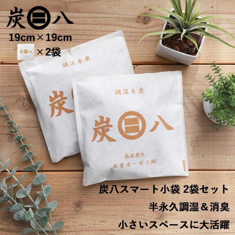 2袋セット 炭八 スマート小袋 0.4L×2袋 不織布2重包装すみはち  出雲屋炭八 調湿木炭 消臭 除湿剤 乾燥材 衣類 衣装ケース 靴箱 小スペース 除湿 湿気 半永久的（Yahoo!・サンテラボ(年中無休で発送)）