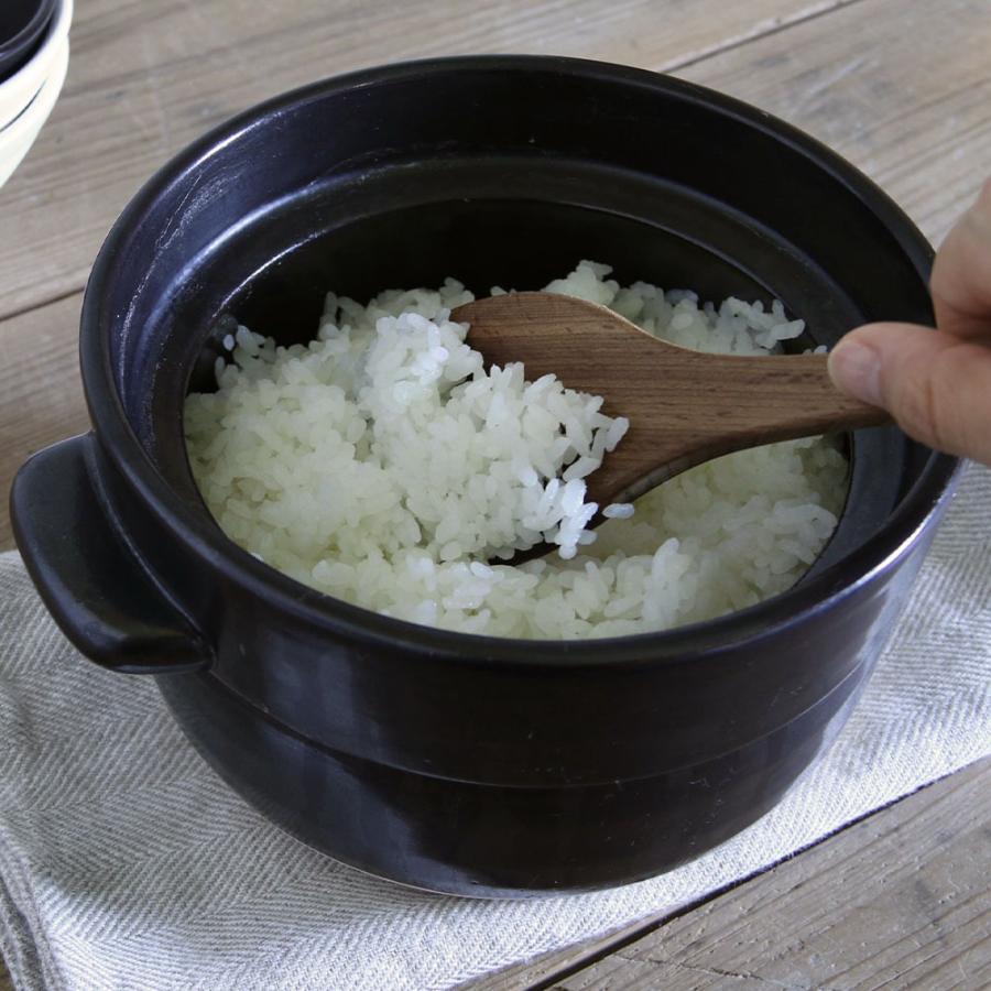 かもしか道具店 ごはんの鍋 白 黒 3合 土鍋 3合炊き 直火 レンジ 炊飯