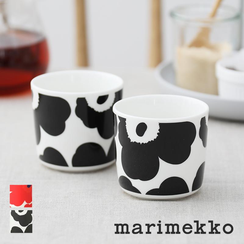 (正規品) marimekko / マリメッコ  Unikko(ウニッコ) ラテマグ コーヒーカップセット 2個入り 花柄 マグカップ レッド ベージュ 赤 ギフト プレゼント
