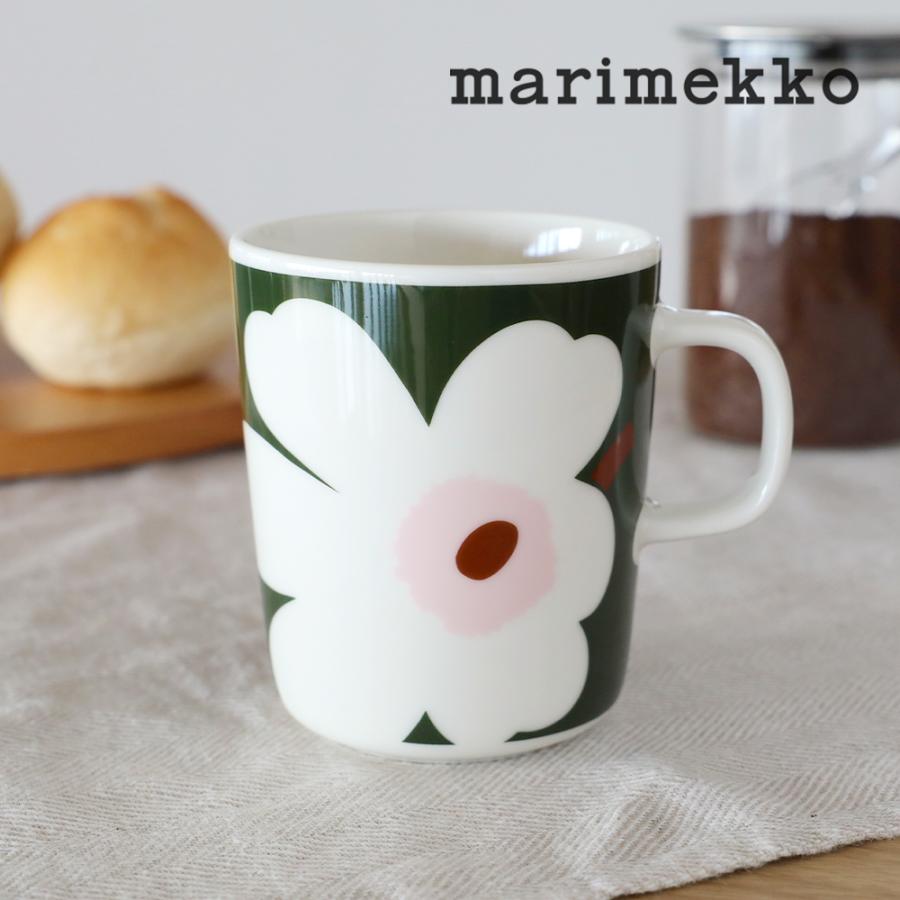 SALE 30%OFF 正規品 日本限定 マリメッコ Juhla Unikko ユフラウニッコ マグ 250ml カラー49 ホワイト×ダークグリーン 2025春夏 | marimekko