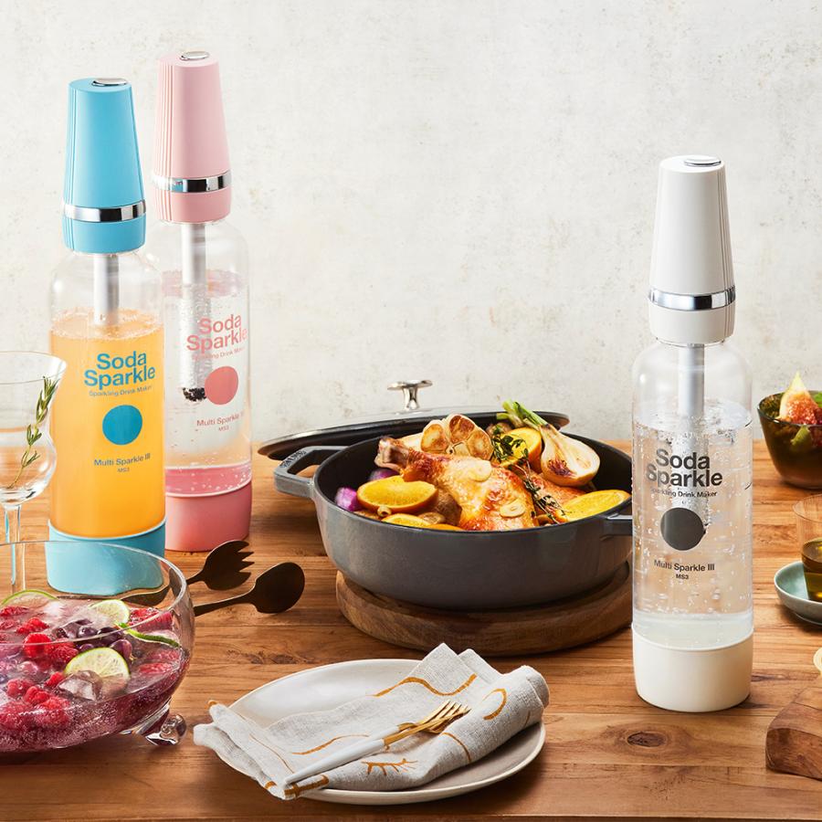 【特典カートリッジ2本プレゼント】ソーダスパークル マルチスパークル3 スターターキット ガスカートリッジ55本(特典2本含む)セット 炭酸水メーカー マルチスパークル 炭酸水製造機 【ラッピング不可】 ts1031 SodaSparkle（ソーダスパークル） 特典カートリッジ2本プレゼント