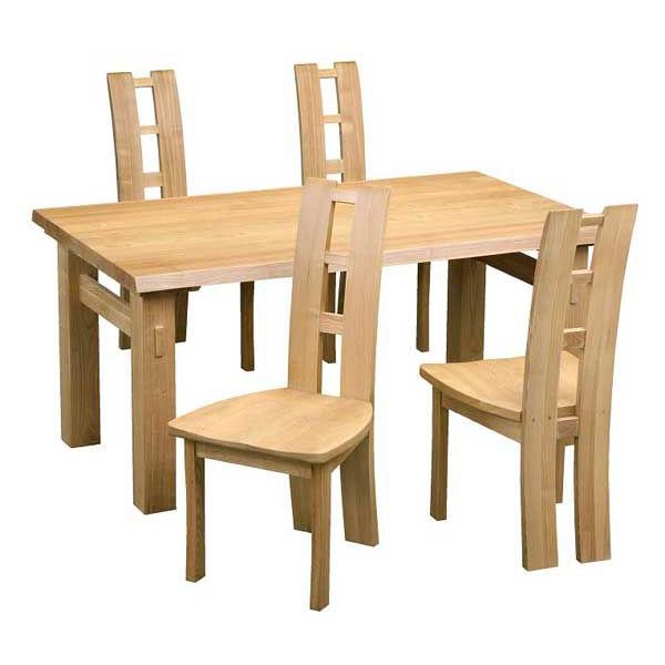 天然木タモ無垢材ダイニングセット 150センチ巾 5点セット