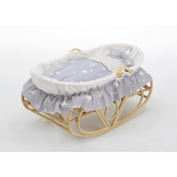 チェア付きベビーベッドラタンゆりかご