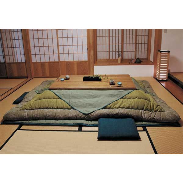 長方形こたつ布団掛敷セット　120巾こたつ用　草木染め青浅黄（あおあさぎ）