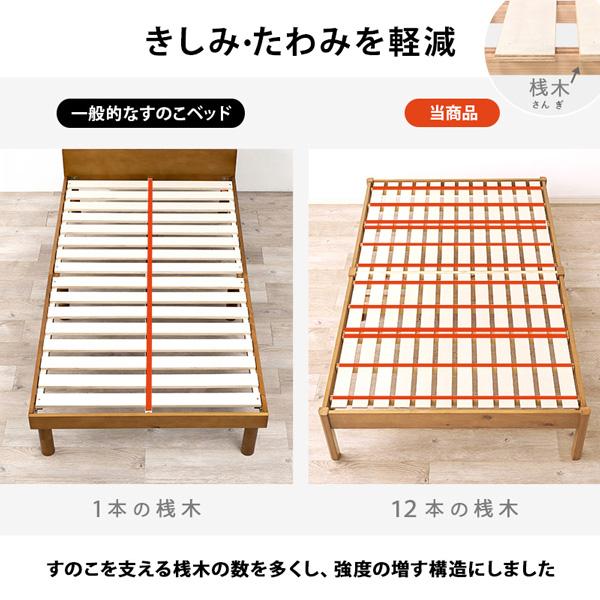 宮無し木製ベッド セミダブルサイズ 組立簡単 「ネジレス」 すのこベッド ライトブラウン色 ヘッドボード無し MB5145SD-LBR_5