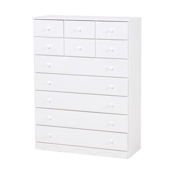 ホワイト 8段チェスト 光沢仕上げ HAGiHARA 木製ハイチェスト 87センチ幅7段11杯引出し ホワイト色（白色